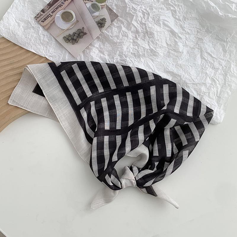 Silk Scarf Neck Small Square Scarf Spring and Summer New Floral Polka Dot Small Scarf Literary Headscarf Headband Bag Strap