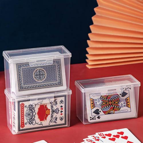 HUANGENG Clear Playing Card Case Holder, Empty Playing Card Storage Box, Game Card Organizer for Business Trading Cards