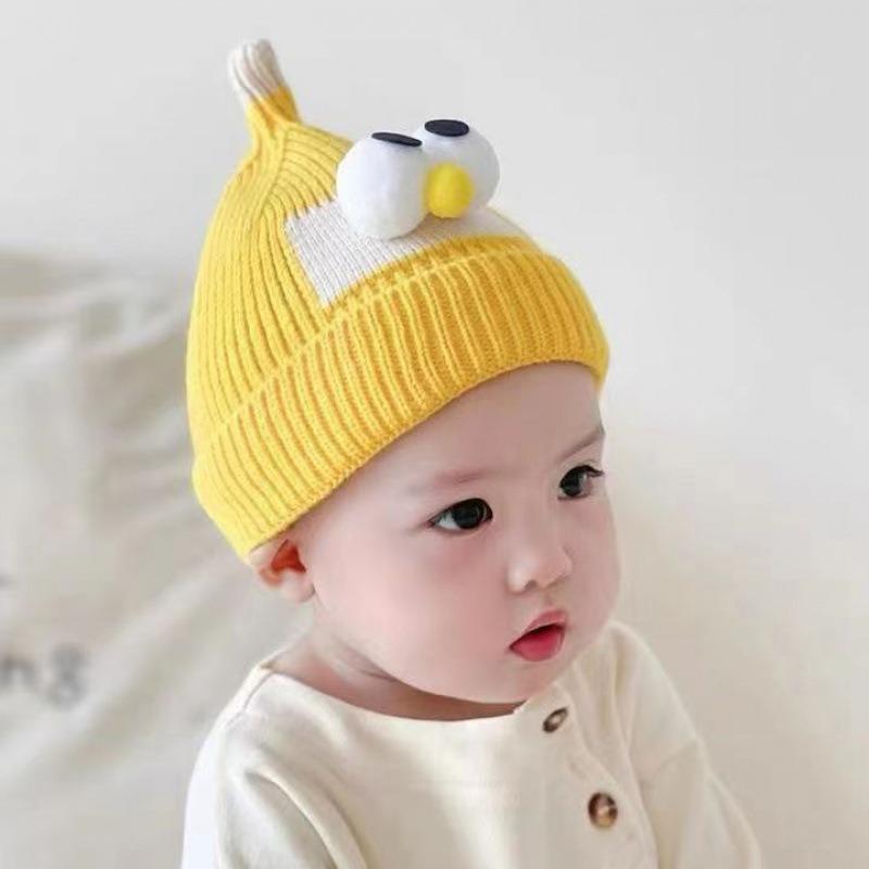 Autumn and Winter Thick Thread Knitted Hat New Cute Bear Boys and Girls Winter Plush Wool Hat Ear Protection Children's Hat