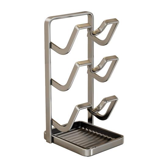 Yousheng Настольный органайзер для крышек от кастрюль, подставка для хранения крышек от сковородок со съемным поддоном для капель и подставкой для ложки, органайзер для кухонной столешницы во время приготовления пищи для крышек