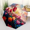 1PC Tulips Sunset Automatic Folding Umbrella, Portable & Foldable Design with 8 Ribs, 32