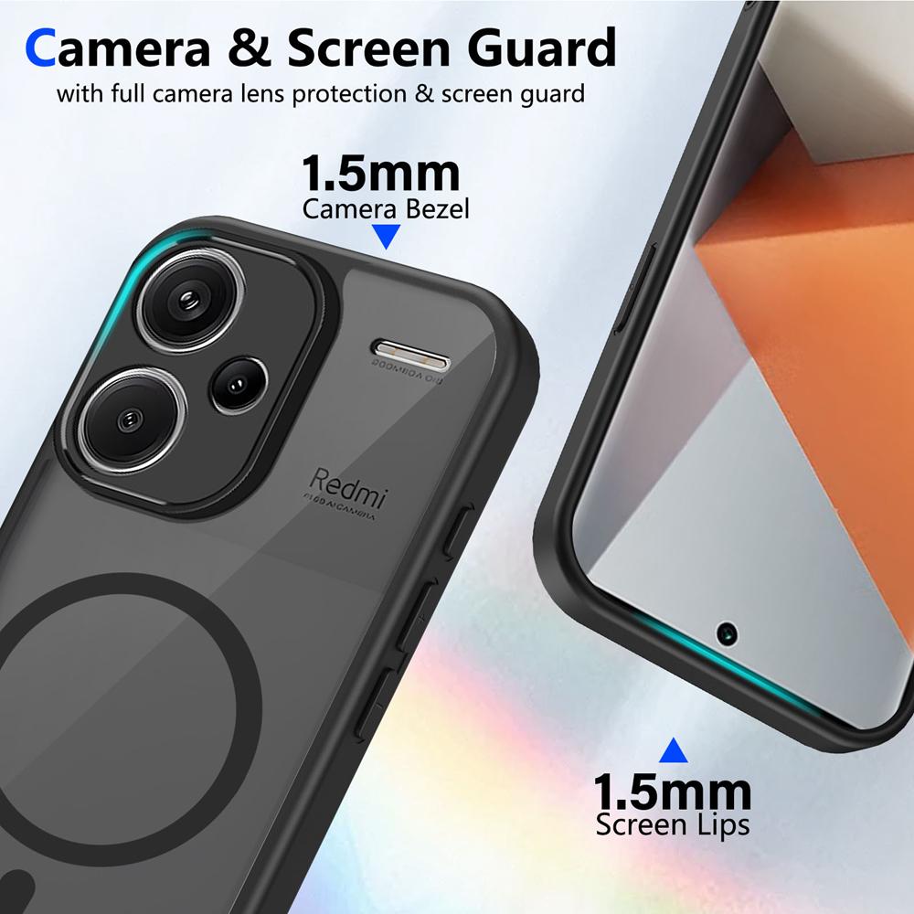 KEYSION Магнитный чехол для телефона для Redmi Note 13 Pro+ 5G Силикон+ПК Матовый Полупрозрачный Прозрачный Ударопрочный чехол для Redmi Note 13 Pro+ 5G