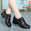 Spring Woman Lace-up Premium Breathable Leather Shoes Retro Casual Comfortable Versatile Soft Sole Square Heel Shoes
