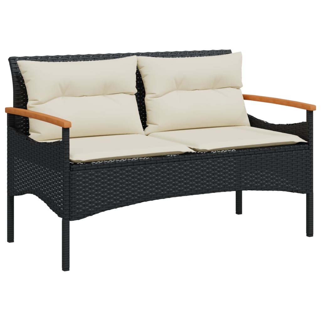 4 Piece Outdoor Sofa Set with Cushions Black Poly Rattan