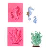 3D Mermaid Tail Seashell Seahorse Seaweed Turtle Dolphin Cake Decorating Tools Cupcake Topper Kitchen Marine Theme Fondant Mold