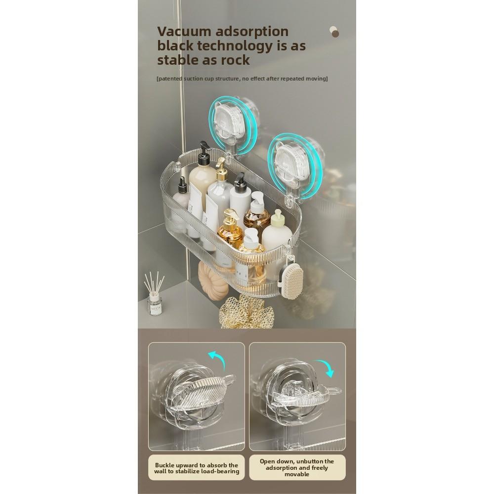 Полка на присосках, Ванная комната, Туалет, Бесшовная, Без сверления, Легкая роскошь, Косметика, Туалетный столик, Настенный ящик для хранения.