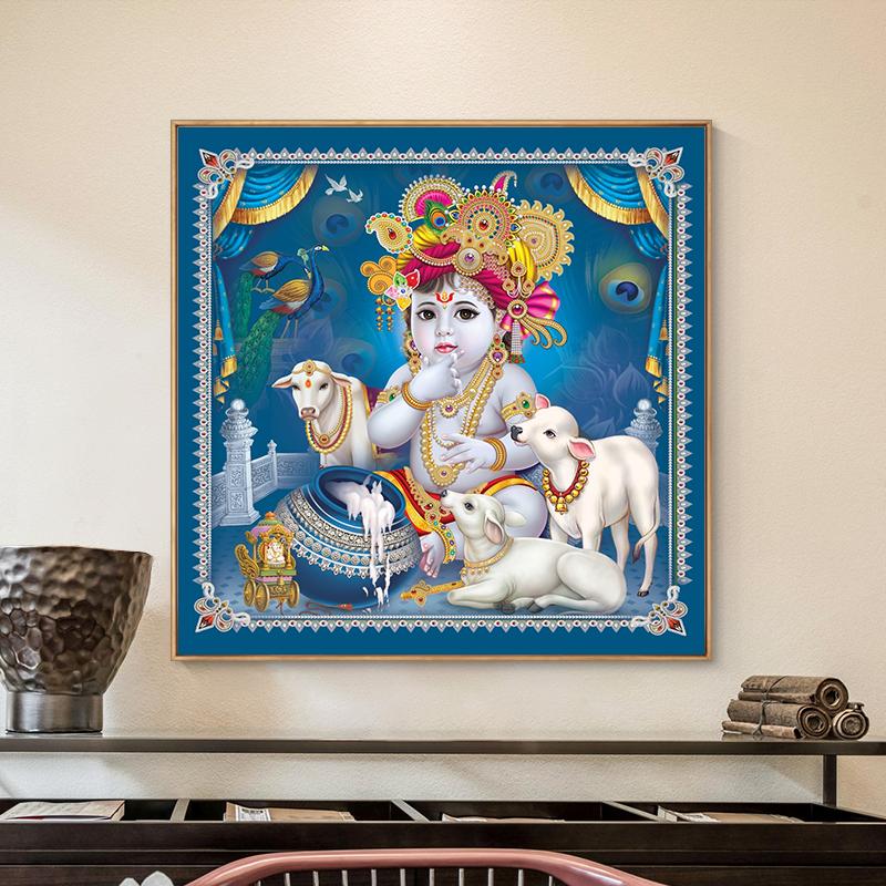 Lord Bal Krishna Hindu God Canvas Painting Religious Hinduism Posters and Prints Wall Art for Home Decoration Cuadros Wall Art