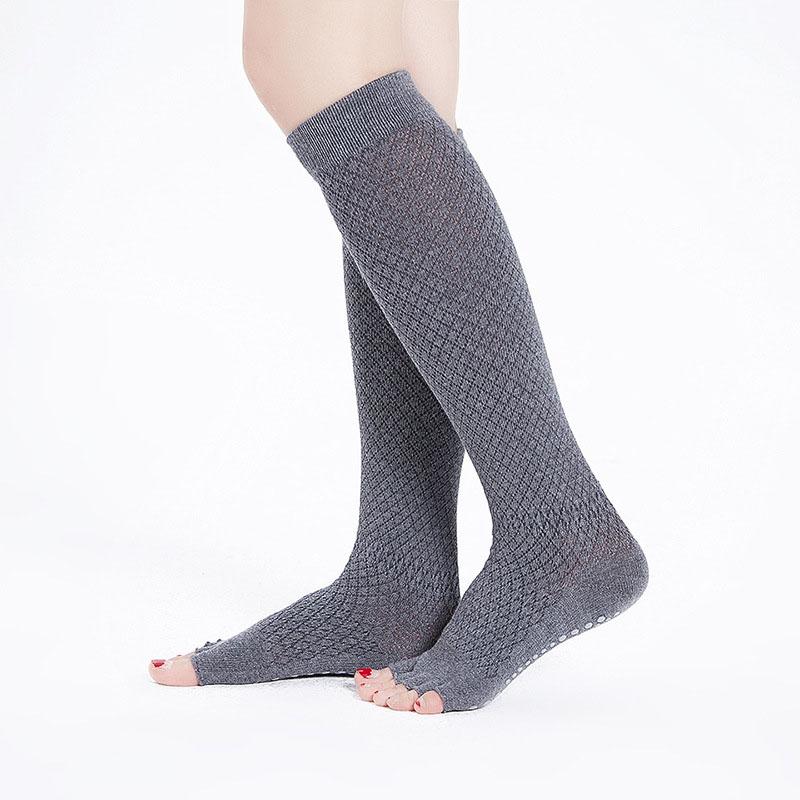 Длинные нескользящие чулки с пятью пальцами, высокие носки до колена, женские, осенние, зимние, спортивные, танцевальные, йога, пилатес, носки с пальцами