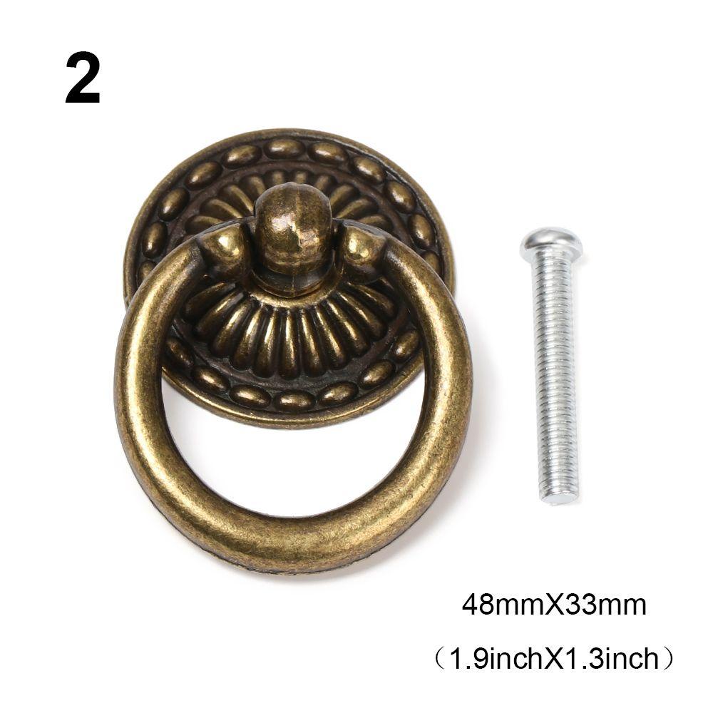 Ring Pattern European Style Retro Furniture Knobs Single Hole Bronze Handles Wardrobe Pulls
