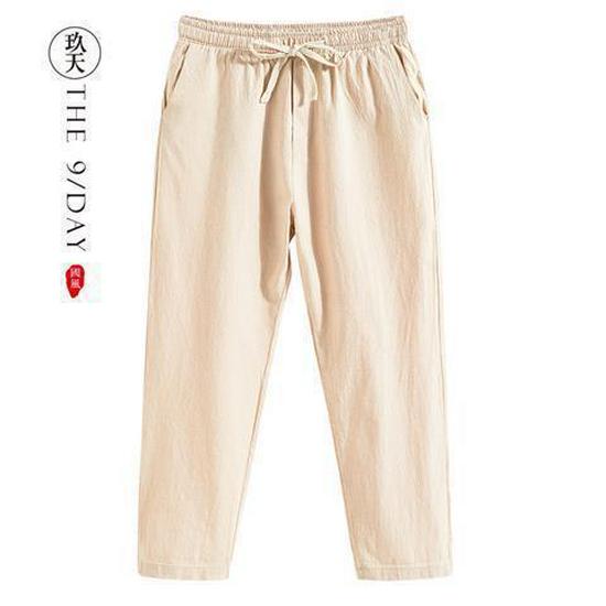 Мужские свободные повседневные брюки Ice Silk Linen 9-Point