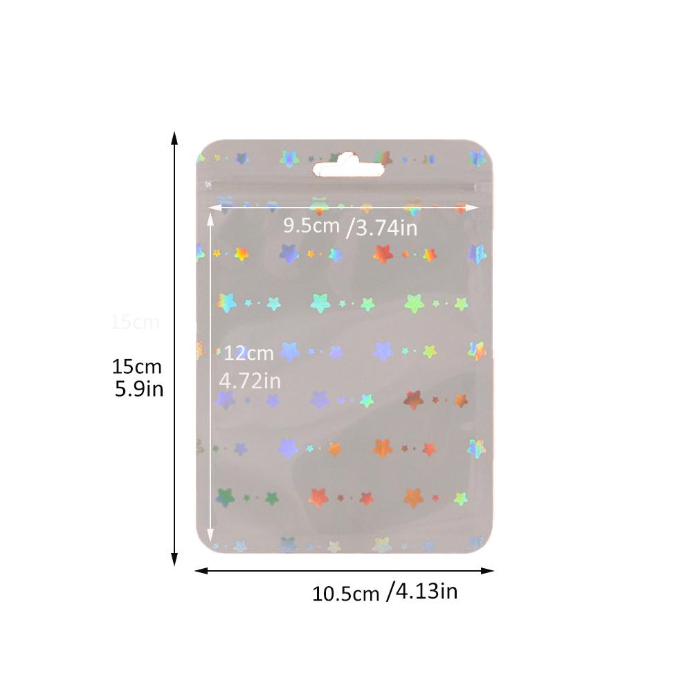 50 шт. голографический лазерный прозрачный пластиковый мешок для ювелирных изделий на молнии для хранения бусин в подарок для малого бизнеса упаковочные материалы