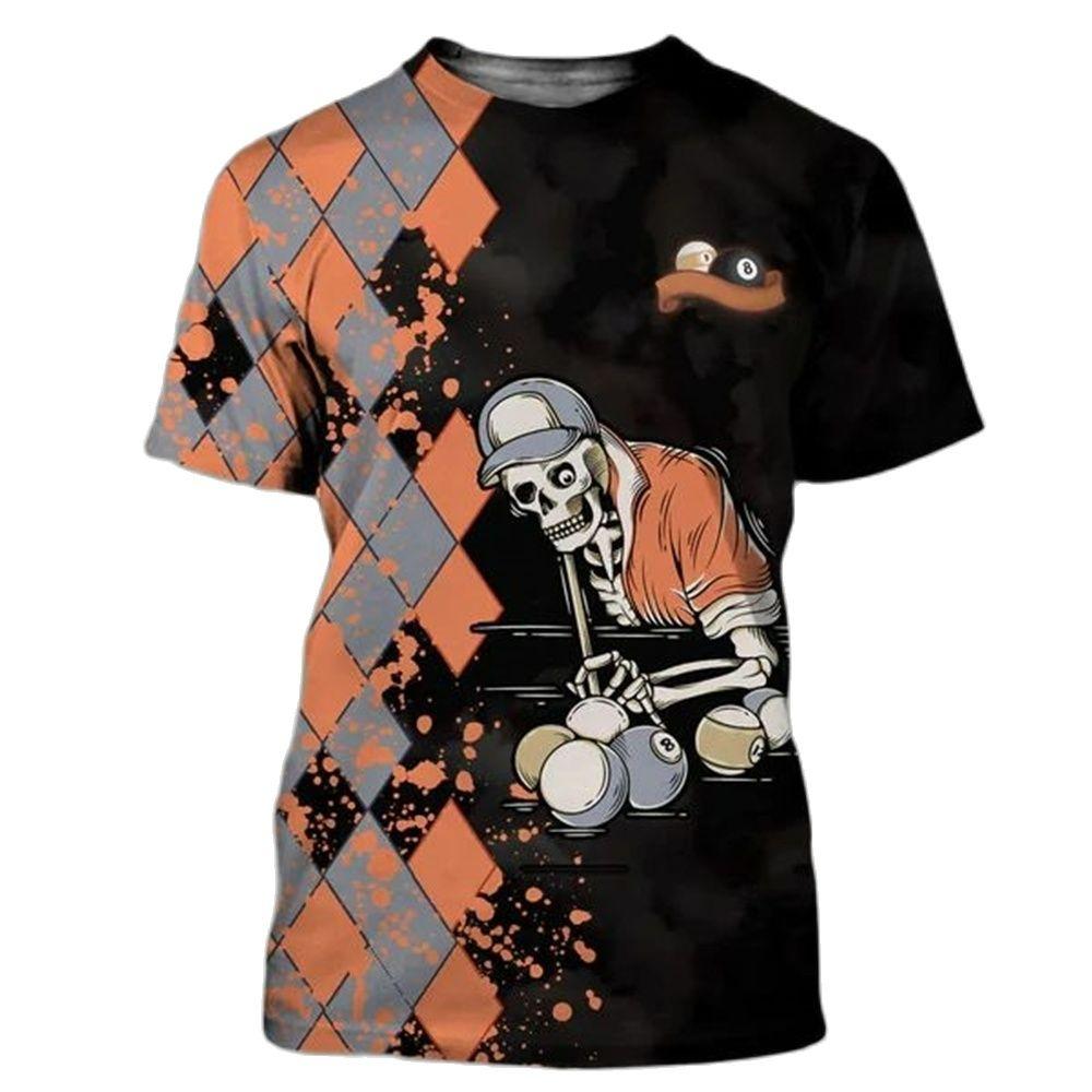 Funny Billiards 3D Printed Summer Fashion Simple Men's And Women's Casual Sports Daily New Round Neck Short Sleeve T-shirt Tops