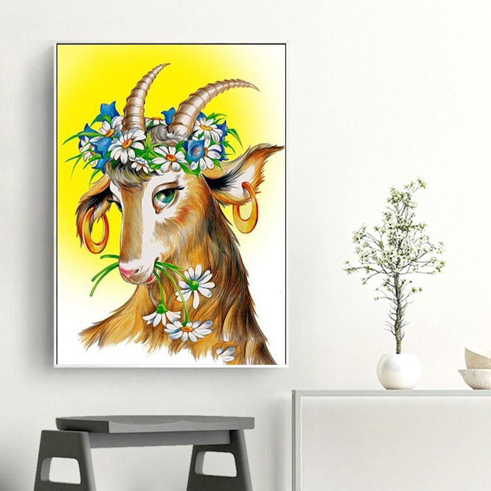 DIY Diamond Embroidery Animal Antelope Full Round Picture Of Rhinestone Diamond Painting