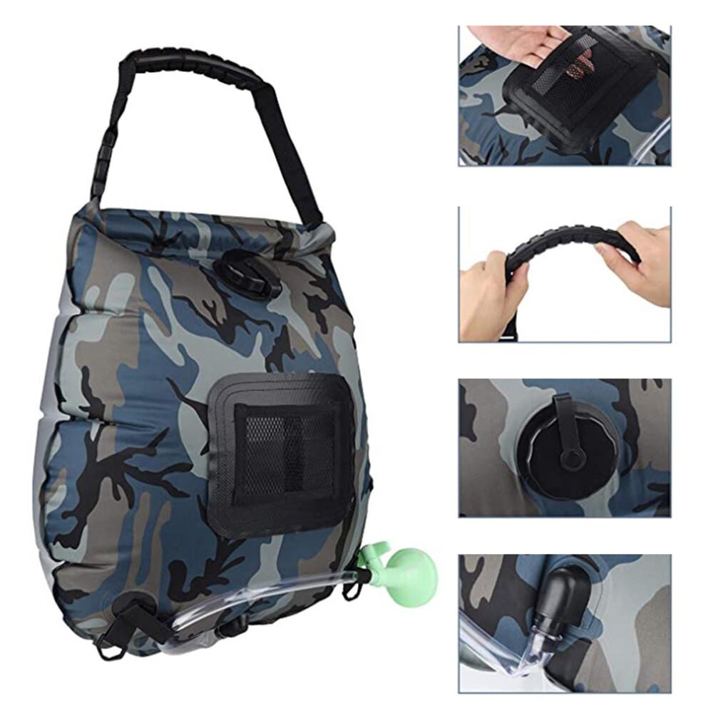 20L Portable Solar Shower Bag with Adjustable Showerhead for Camping & Outdoors