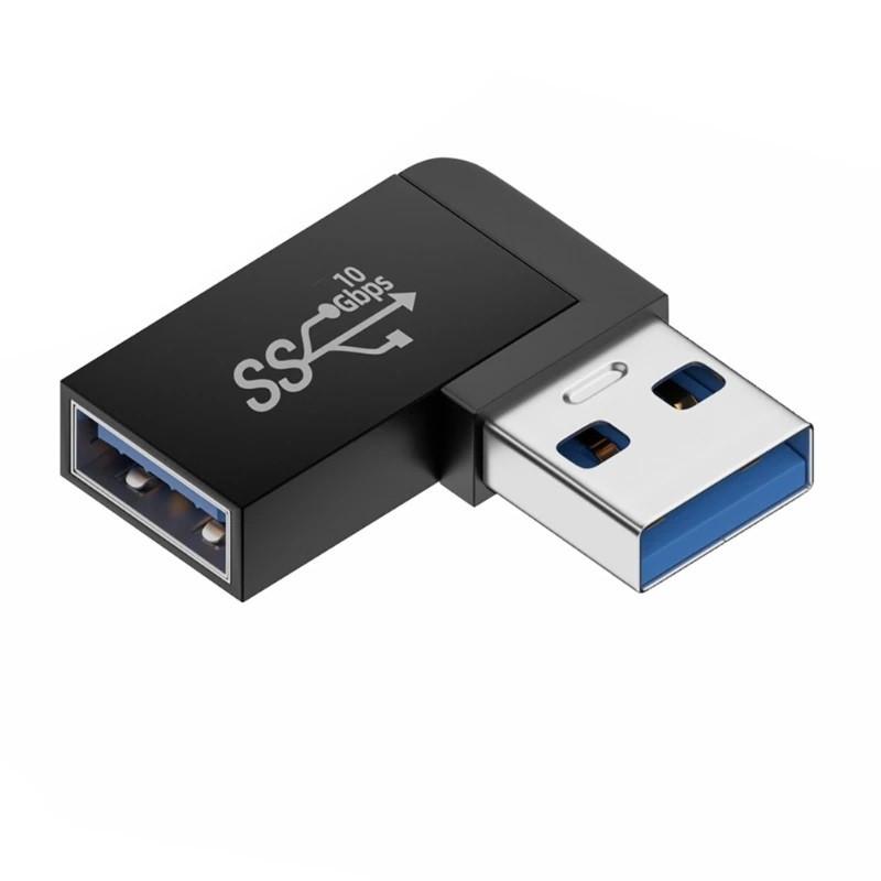 Адаптер SUNROZ переходник угловой USB 3.0 Male - USB 3.0 Female 10 Гбит/с (плоский) (A48566)