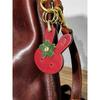 Handmade Genuine Leather Keychain Small White Rabbit Retro Leather Decoration for Bag
