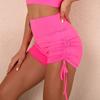 Women New Nude Sports Drawstring Tight Shorts High Waist Elastic Hip Lifting Fast Drying Yoga Pants