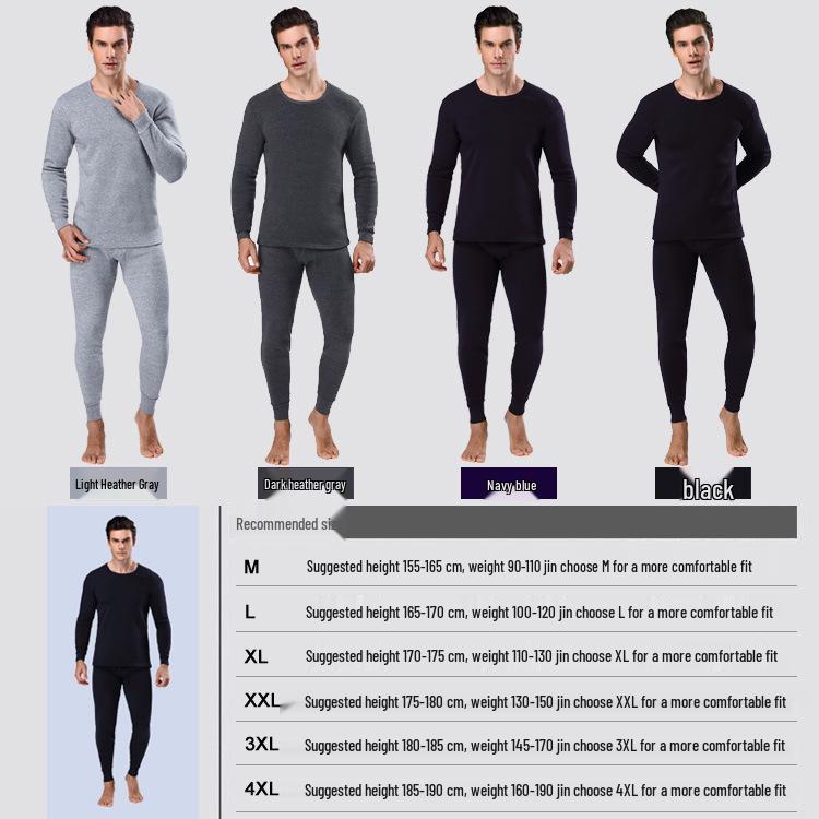 Мужской теплый комплект термобелья однотонного цвета на флисовой подкладке для осени и зимы