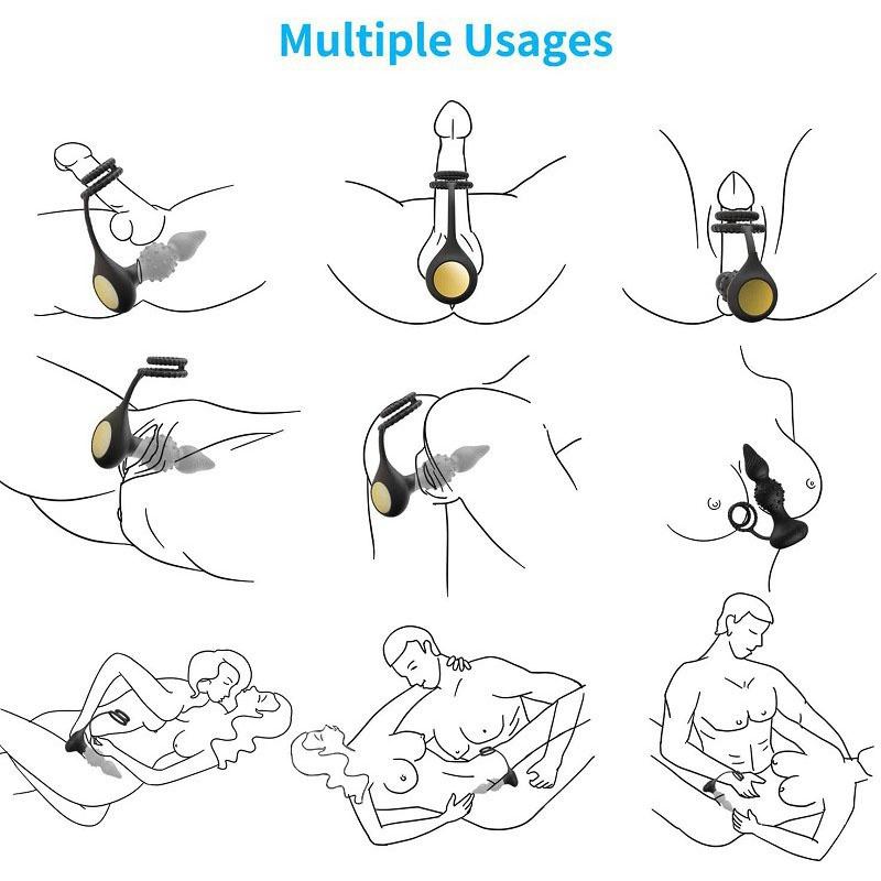 Anal Vibrator for Men Vibrating Penis Ring Delay Anal Sex Toys Male Anal Butt Plug Vibrator Sex Toys