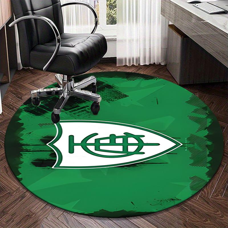 1PC round rug Green Shield Emblem Design Printed Round Area Rug ,Rug For Home Office, Round Chair Rug, Decorative Carpet Fan gifts Christmas gift
