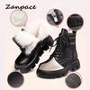 Womens Short Boots 2024 Leather Comfortable Ankle Boots Waterproof Thick-soled Padded Warm Women Shoes Casual Platform Boots
