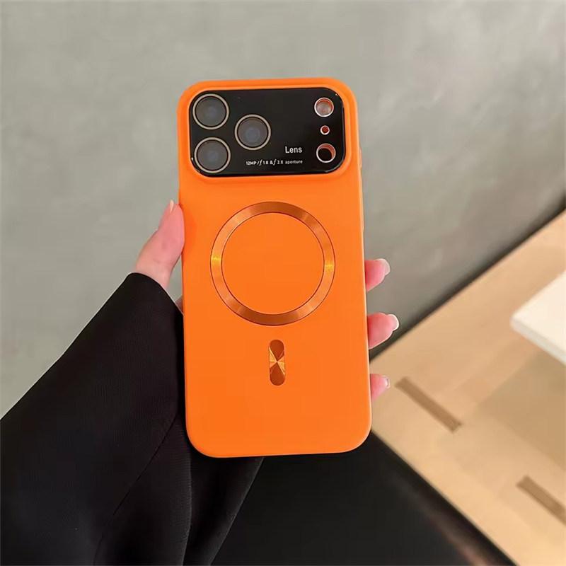 Для Magsafe Магнитный чехол с большим окном для iPhone 17 16 15 14 Pro Max Air Беспроводная зарядка Тонкий Матовый Ультратонкий ПК Бронированный чехол