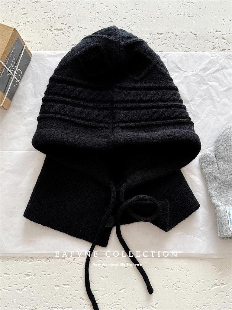 Korean Style Wool Balaclava & Twisted Gloves Set for Women - Perfect for Autumn and Winter