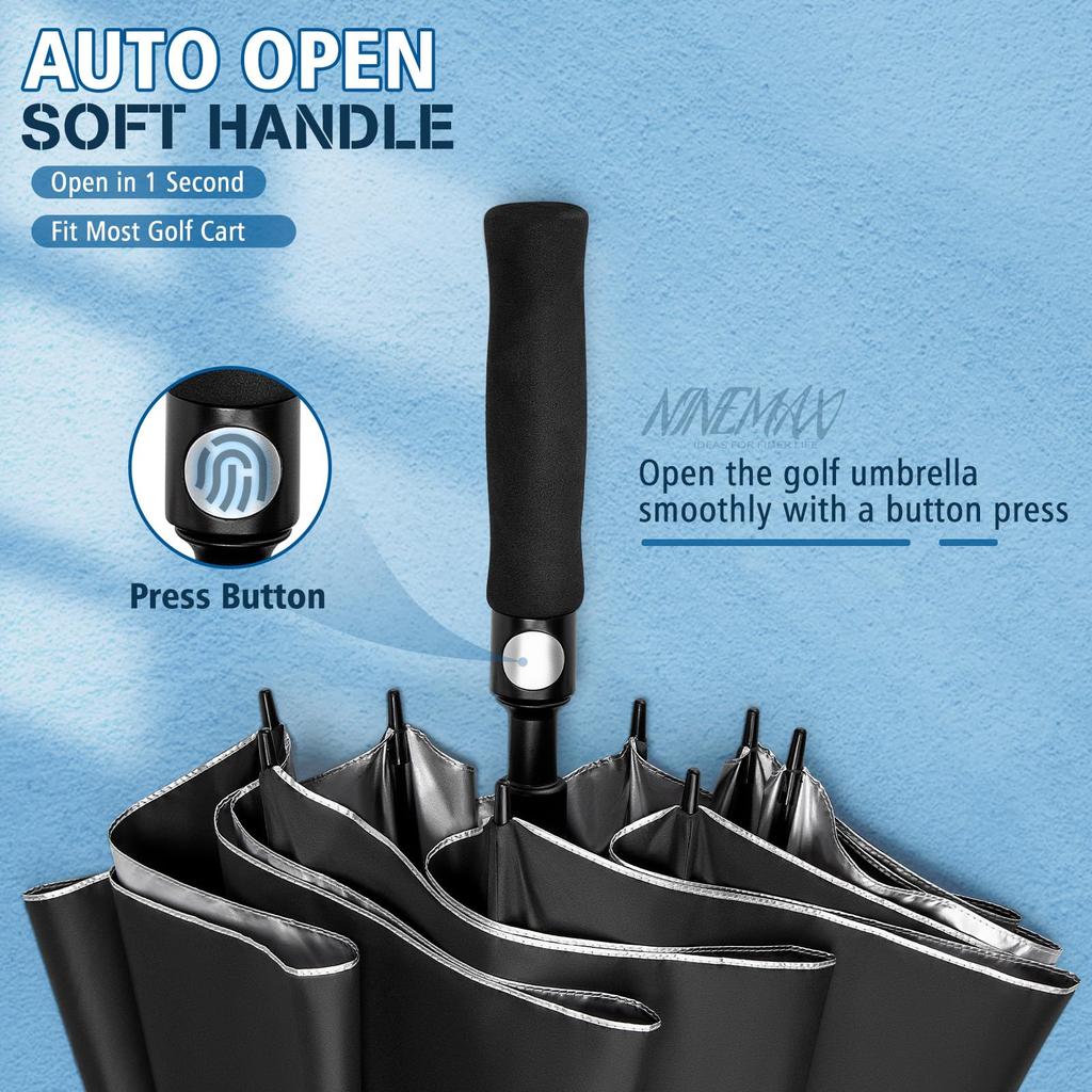 NINEMAX Golf 8 UV Super Perfect for Sun and Includes Storage Pouch 68 Umbrella, 62/68 Inch, Large, Ribs, Protection, Dual-Layer Construction, Stylish,