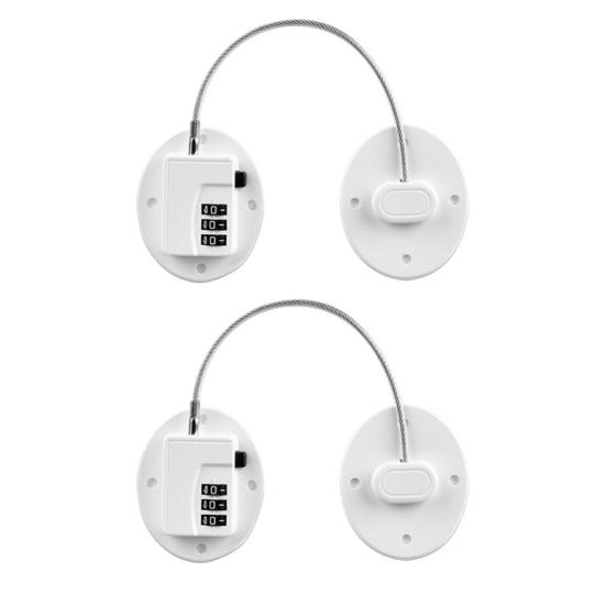 2 шт., цифровые замки без ключа со стальным тросом, самоклеящиеся, с защитой от детей, дверные замки для морозильной камеры, ящика, шкафа, мебельные замки