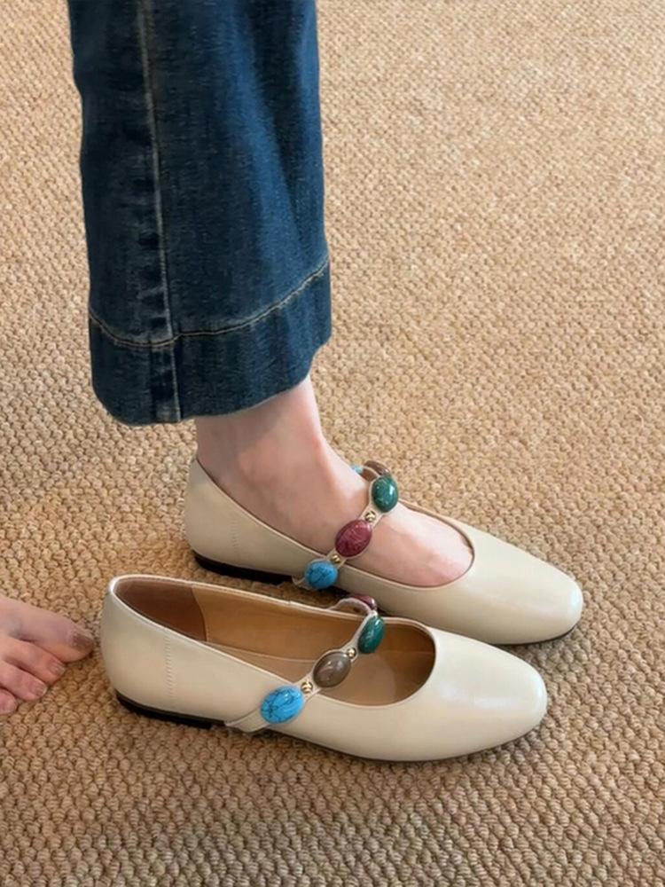 Мягкая овчина~ Натуральная кожа на плоской подошве черные туфли-лодочки с перемычкой в стиле французского ретро на среднем каблуке женские маленькие кожаные туфли