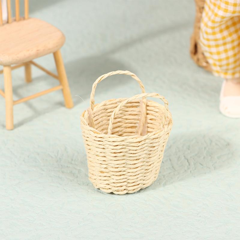 Мини милый кукольный домик из ротанга, плетеная вручную корзина, милые игрушки, куклы, миниатюрное украшение