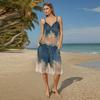 Sexy Lace Denim Vest Shorts Set Women Strap V-neck Backless Top Patchwork Loose Drawstring Short Pants 2025 Summer Holiday Suit