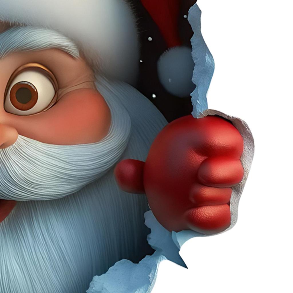 Santa Claus Break-Through Wall Decal Vinyl Christmas Wall Stickers Removable Holiday Decor for Home and Living Spaces