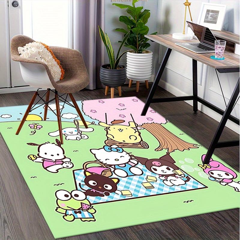 Office Rug Hello Kitty, Picnic Anti-Slip Rug, Machine Washable for Living Room, Bedroom, Office, Multiple Sizes, Bedroom Mat, Decorative Mat, Durable