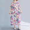 Новое хлопковое платье больших размеров с коротким рукавом и цветочным принтом для женщин, повседневное свободное длинное летнее платье
