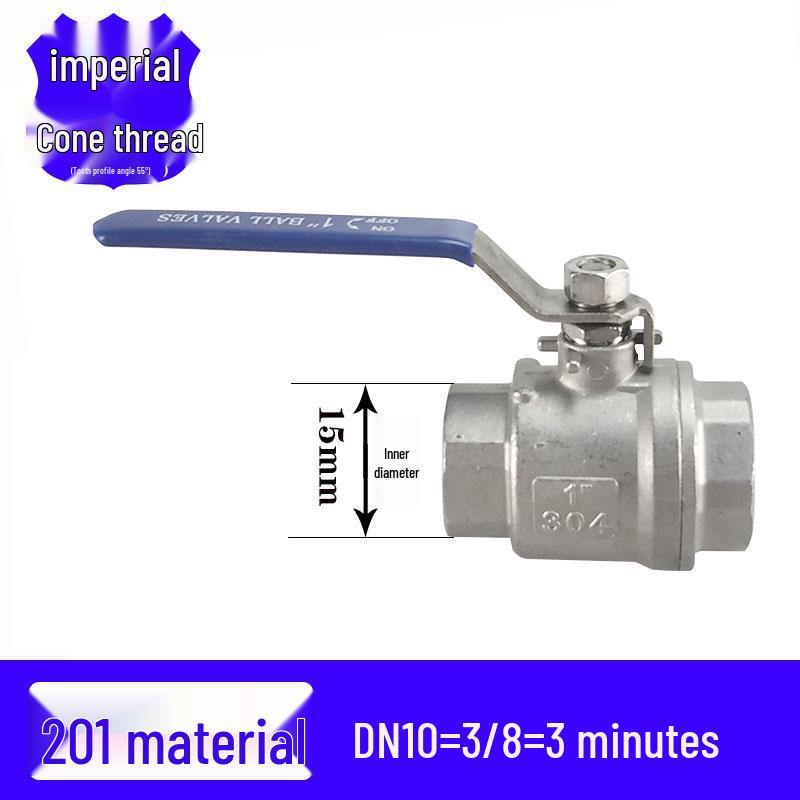 201/304 Stainless Steel Female Thread Ball Valve, Two-Piece, Available in 1/2", 3/4", 1", 2" (DN15-20)