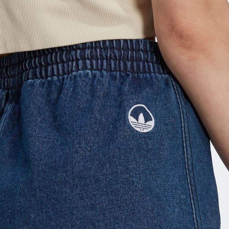 Adidas Прямые джинсы с высокой талией и однотонной нашивкой-логотипом Женские брюки синего цвета HL9071