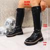 Large Size Women's Shoes 2025 Autumn Winter Elegant Temperament Height Increase Long Boots Lace Up Fashion Non Slip Knight Boots