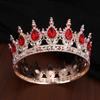 Bridal Jewelry Round Large Crown Alloy Rhinestone Red Crown Wedding Headdress Birthday Festival Hair Accessories