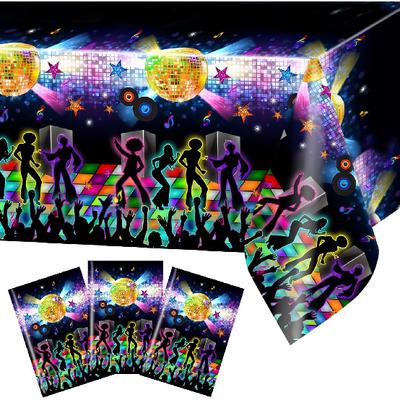 Avezano 3 шт. Скатерть в стиле Диско 70-х Party Table Cover Lets Boogie Декор для вечеринки 70-х Пластиковая Скатерть в стиле ретро 70-х Принадлежности для вечеринки 70-х для Столовой