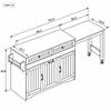 Kitchen Island with Side Pull-Out Dining Table, Cabinet with Countertop in Light Wood Look, Two Drawers, Trash Bin Compartment and Door Shelves (Wei