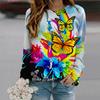 Fall Autumn Women'S Fashion O Neck Long Sleeve T-Shirt Loose Clothes Honeysuckle Butterfly Print T Shirt For Girls Street