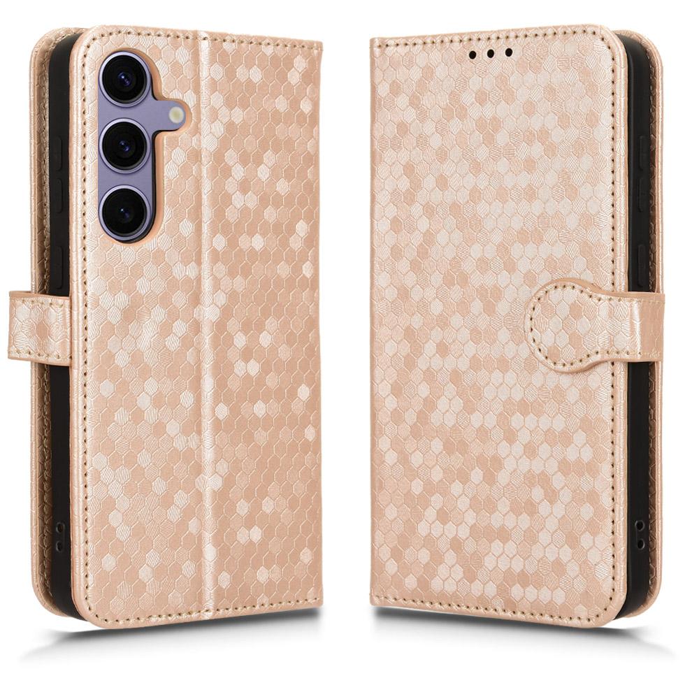 For Samsung Galaxy S24 Cover Dot Imprinted Shockproof Leather Wallet Stand Mobile Phone Case