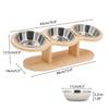 Raised Cat Feeder 3 Bowls In 1 Feeding & Watering Supplies 15° Raised Puppy 3 Stainless Steel Bowls Wood Stand Cats Accessories