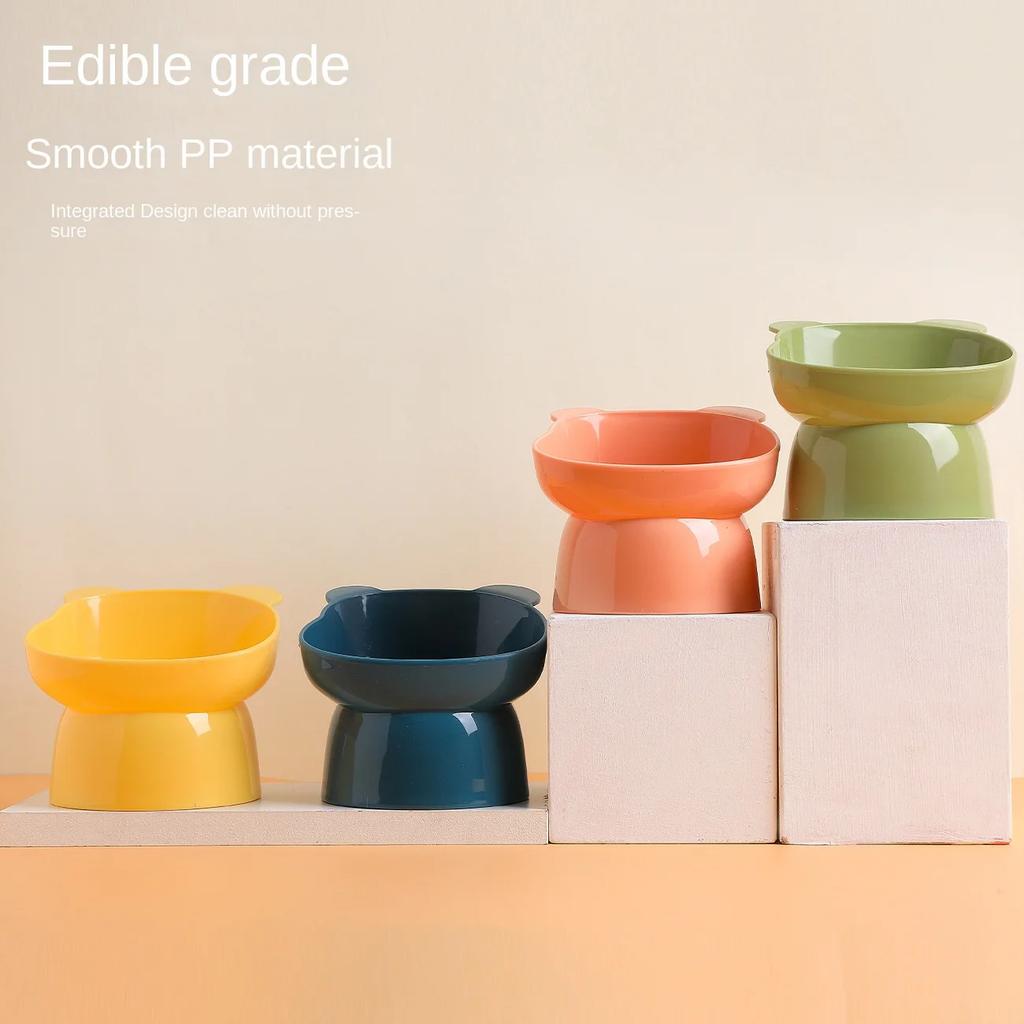 Высокая наклонная миска для домашних животных в скандинавском стиле, симпатичная пластиковая миска для кошек, маленькая миска для корма для собак, противоударные товары для домашних животных