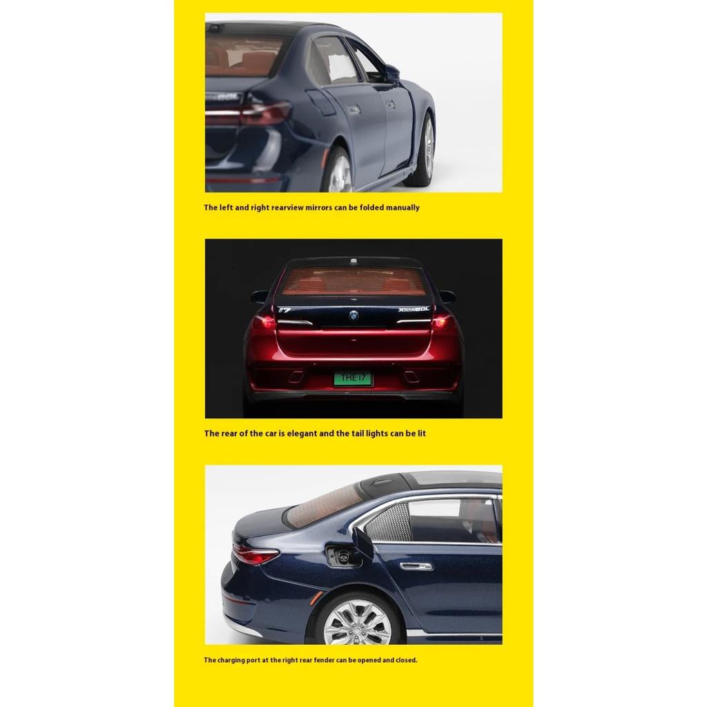 Масштаб 1/24 BMW THE I7 G70 M70L Чистый Электрический Новая Энергия Лимузин Сплав Металл Литой Модель Автомобиля Звук и Свет Украшения Подарок Ребенок