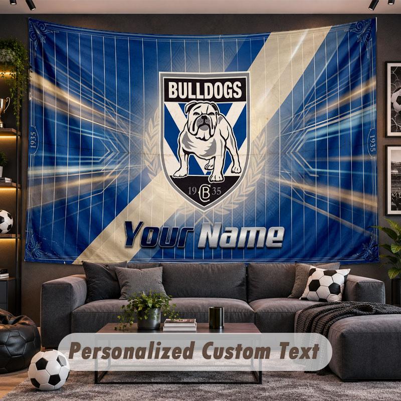 Wall Hanging Tapestry Custom NameCanterbury-Bankstown Bulldogs Pattern Personalized Printed Fabric Wall Decor