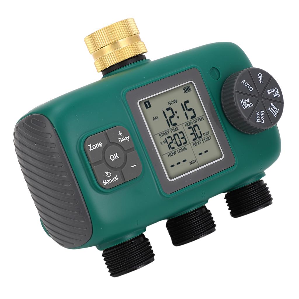 3-выходной таймер полива с латунным портом, водонепроницаемый, ЖК-дисплей, таймер полива, контроллер ирригации