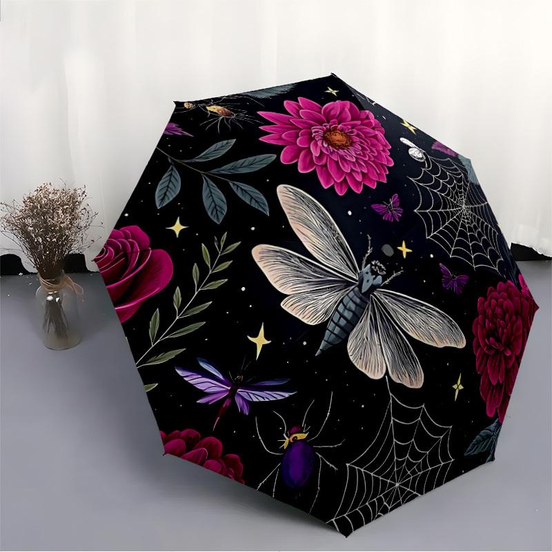 1pc Floral Fantasy Automatic Folding Umbrella - Portable Collapsible Design, 8-Rib Iron Frame, Durable Fabric yy251125023