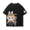 2025 Labubu 3d Print Cartoon Peripheral T-shirt Short-sleeved Couple Men's and Women's Pure Versatile Casual Cute Top